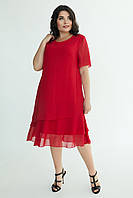 Платье шифоновое красное Марина