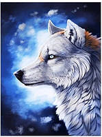 Алмазная вышивка Животные мозаика круглыми камнями Полярный волк 30*40 Картины стразами на подрамнике