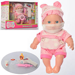 Кукла-пупс 300-C в миленькій піжамці з набором лікаря і звуковими ефектами