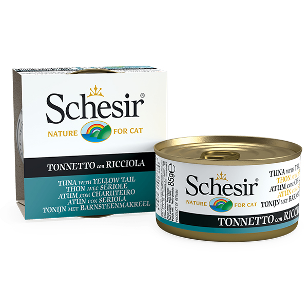 Вологий корм для котів Schesir (Шезір) Tuna with Yellow Tail з тунцем та жовтохвостом шматочки у желе 85 г