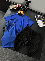 Комплект Футболка + Штаны + Шорты мужской летний PECH синий-черный | Спортивный костюм весенний осенний летний