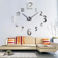 Часы настенные DIY Clock NEW Silver с цифрами ZH172520, Настенные 3d часы 50 см цвет серебра