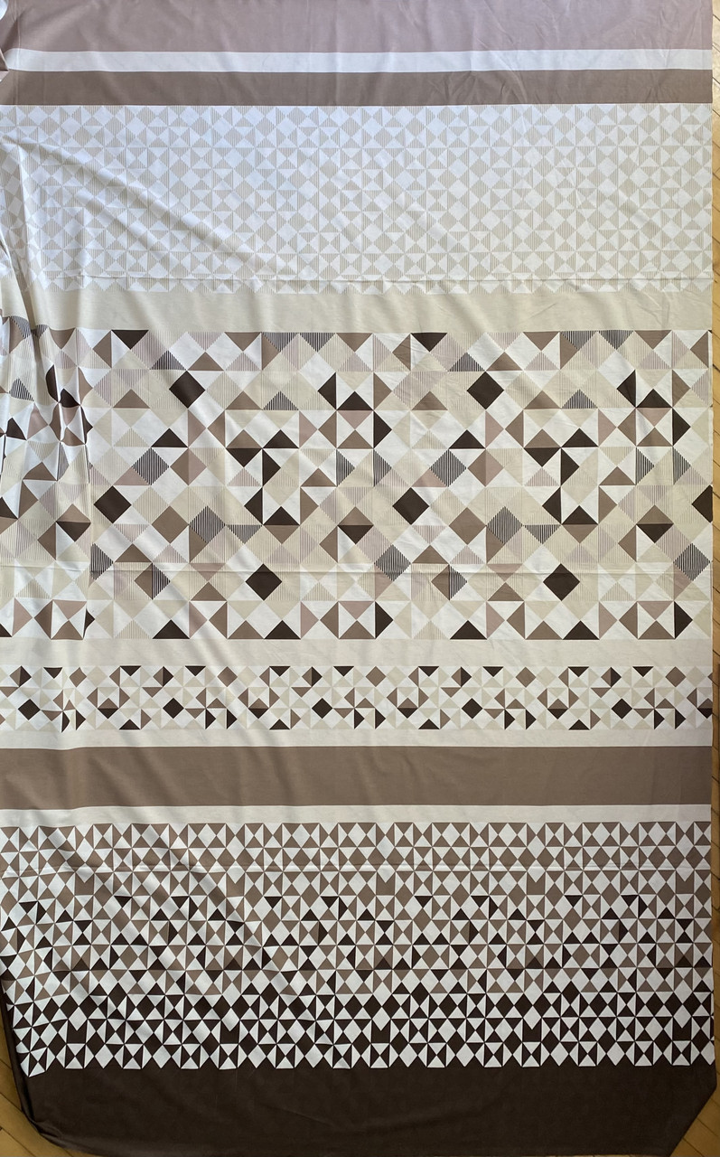 Турецька натуральна тканина люкс бежевий геометрія в коричневому і беж 100% бавовна для пошиття постільної білизни