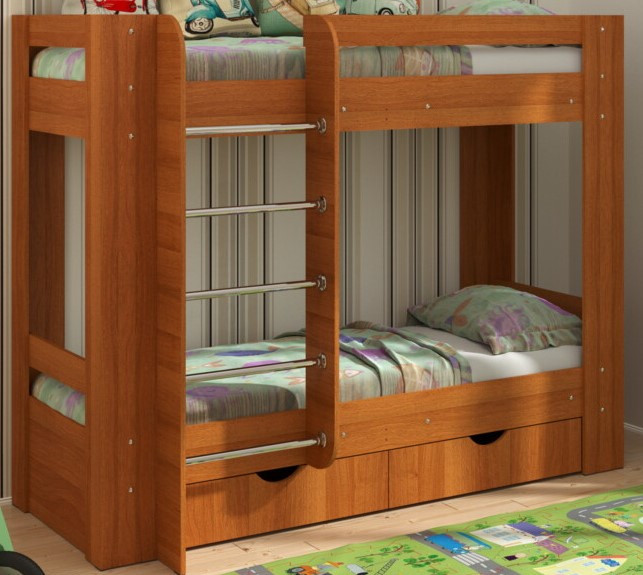 Ліжко двоярусне з ящиками та сходами Дует-3 Піхотін дуб сонома
