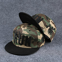 Мужская кепка хаки, Снепбек RUN (военная, тактическая, камуфляжная) с прямым козырьком, бейсболка, рэперка