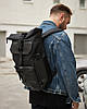 Стильний та практичний рюкзак ролтоп для ноутбука Rolltop для подорожей чорного кольору, фото 3
