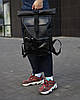 Стильний та практичний рюкзак ролтоп для ноутбука Rolltop для подорожей чорного кольору з екошкіри, фото 2