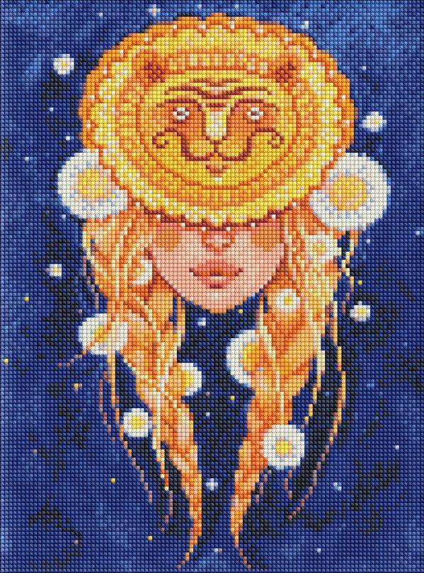 Мозаїка алмазна Ідейка Лев з голограмними стразами (АВ) ©lesya_nedzelska_art (AMO7566) 30 х 40 см (На підрамнику), фото 1