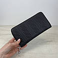 Шкіряний гаманець на блискавці фактура ШАХМАТКА С101-КТ-10250 Чорний, фото 9