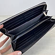 Шкіряний гаманець на блискавці фактура ШАХМАТКА С101-КТ-10250 Чорний, фото 2