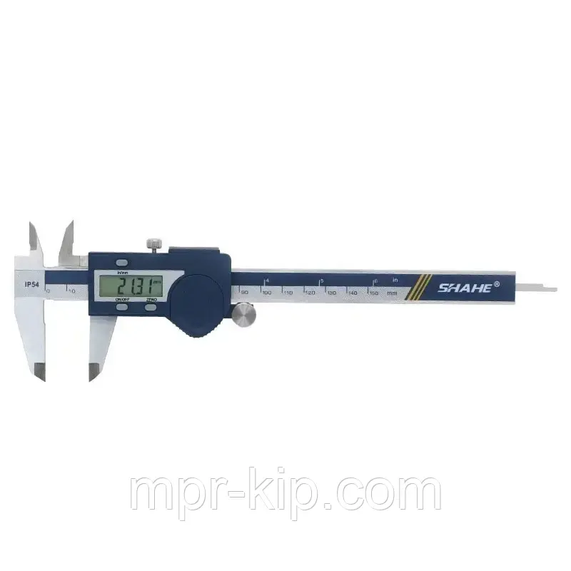 Штангенциркуль електронний Shahe 5112-150 з бігунком, IP54, діапазон 0-150 мм, крок виміру 0,01 мм