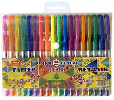 Набір гелевих ручок "Умка" 6+6+6 кол ГР53 прогум. грип, Glitter+Neon+Metallic, шт