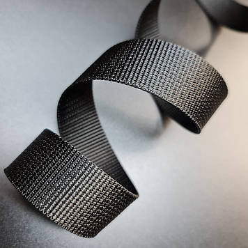 Стрічка поліпропіленова ремінна (стропа) Чорна щільна люкс 30ммм