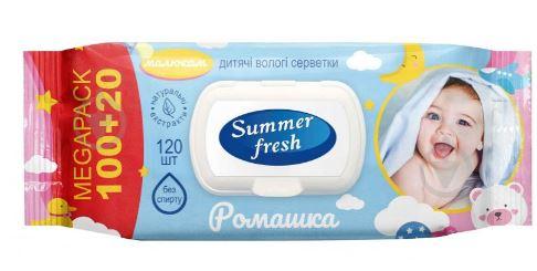 Серветки Дитячі вологі Naturelle Summer Fresh ромашка 120 шт., фото 1
