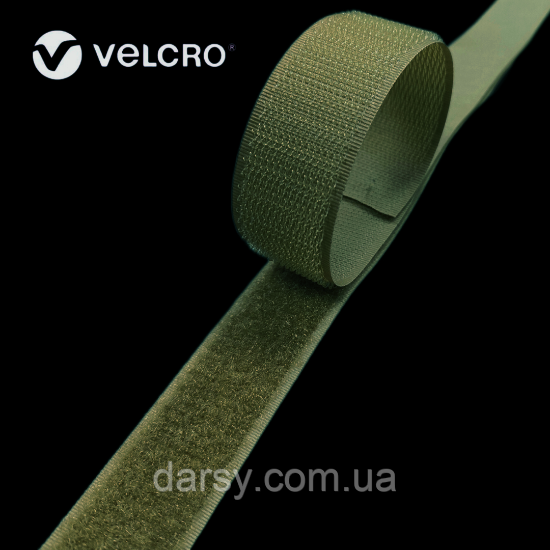 Липучка контактна Velcro 20 мм Оригінал колір хакі NATO (6D1) стрічка-гачки та стрічка-петлі комплект loop/hook, фото 1