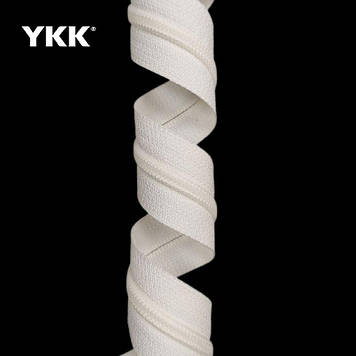 Спіральна блискавка ykk 5 біла рулонна на відріз без бігунка