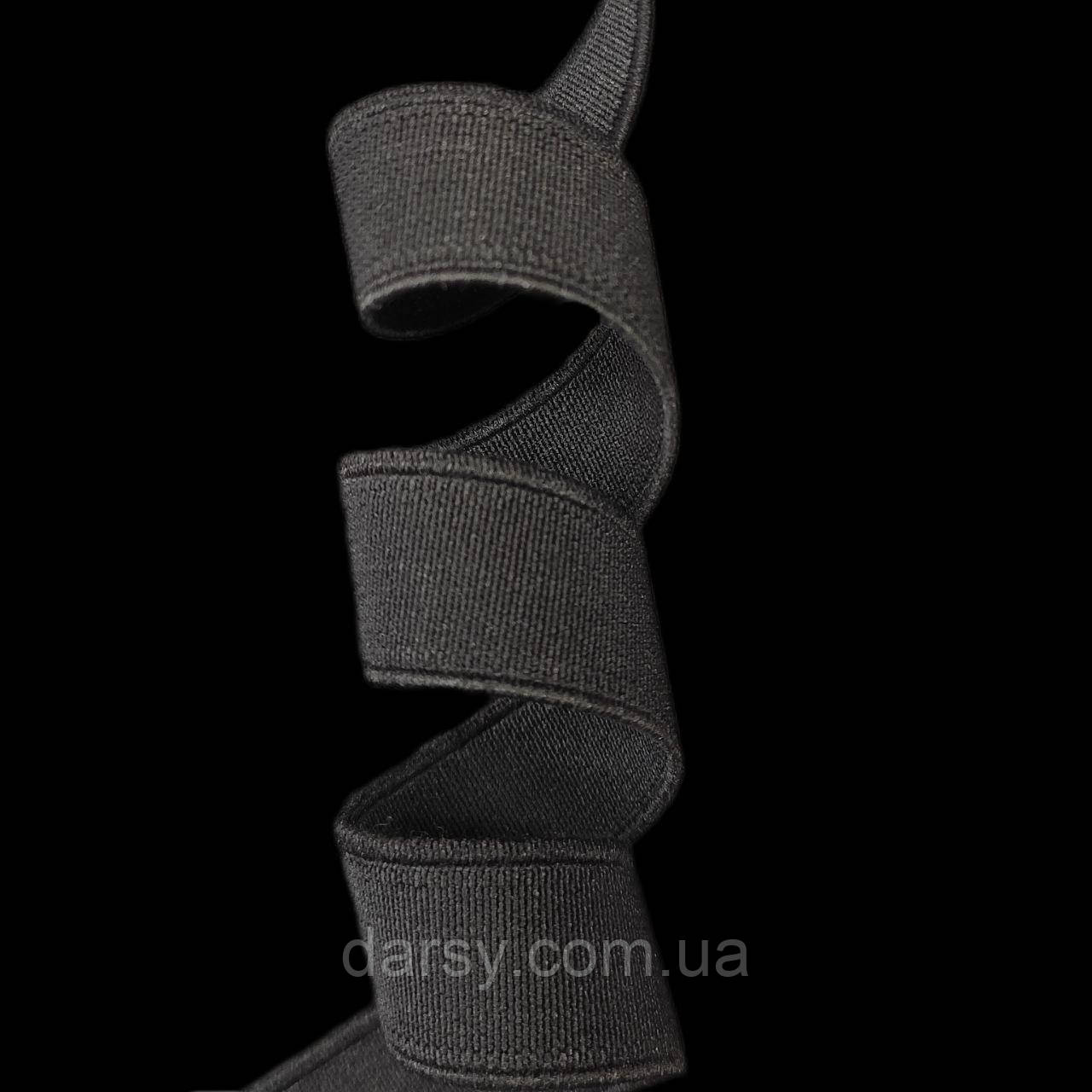 Резинка-стрічка 20 мм поліефірна тасьма еластична посилена взуттєва колір чорний, фото 1