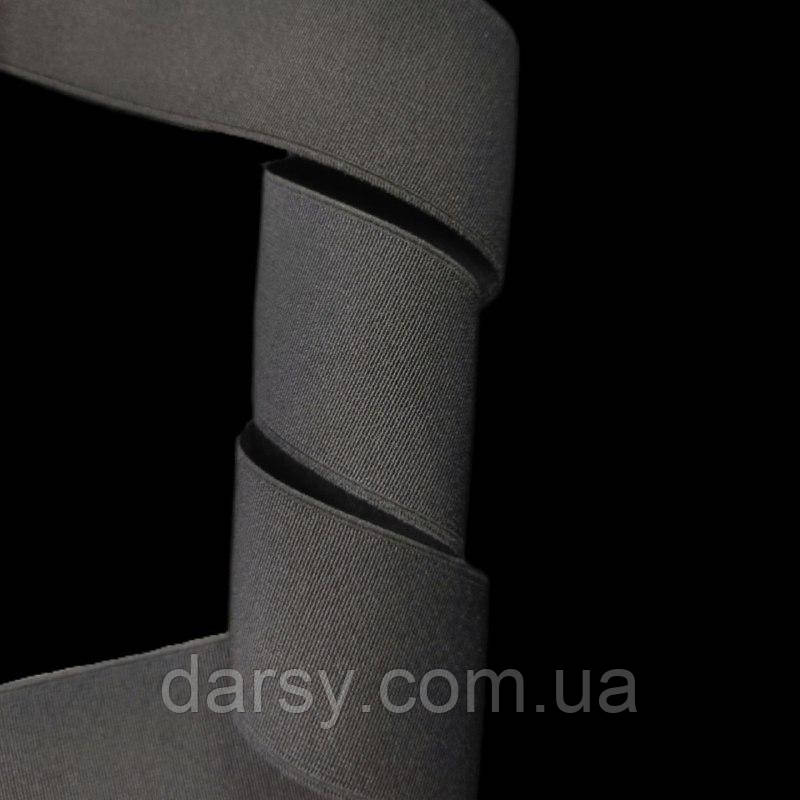 Резинка-стрічка 50 мм поліефірна тасьма еластична посилена взуттєва колір чорний, фото 1