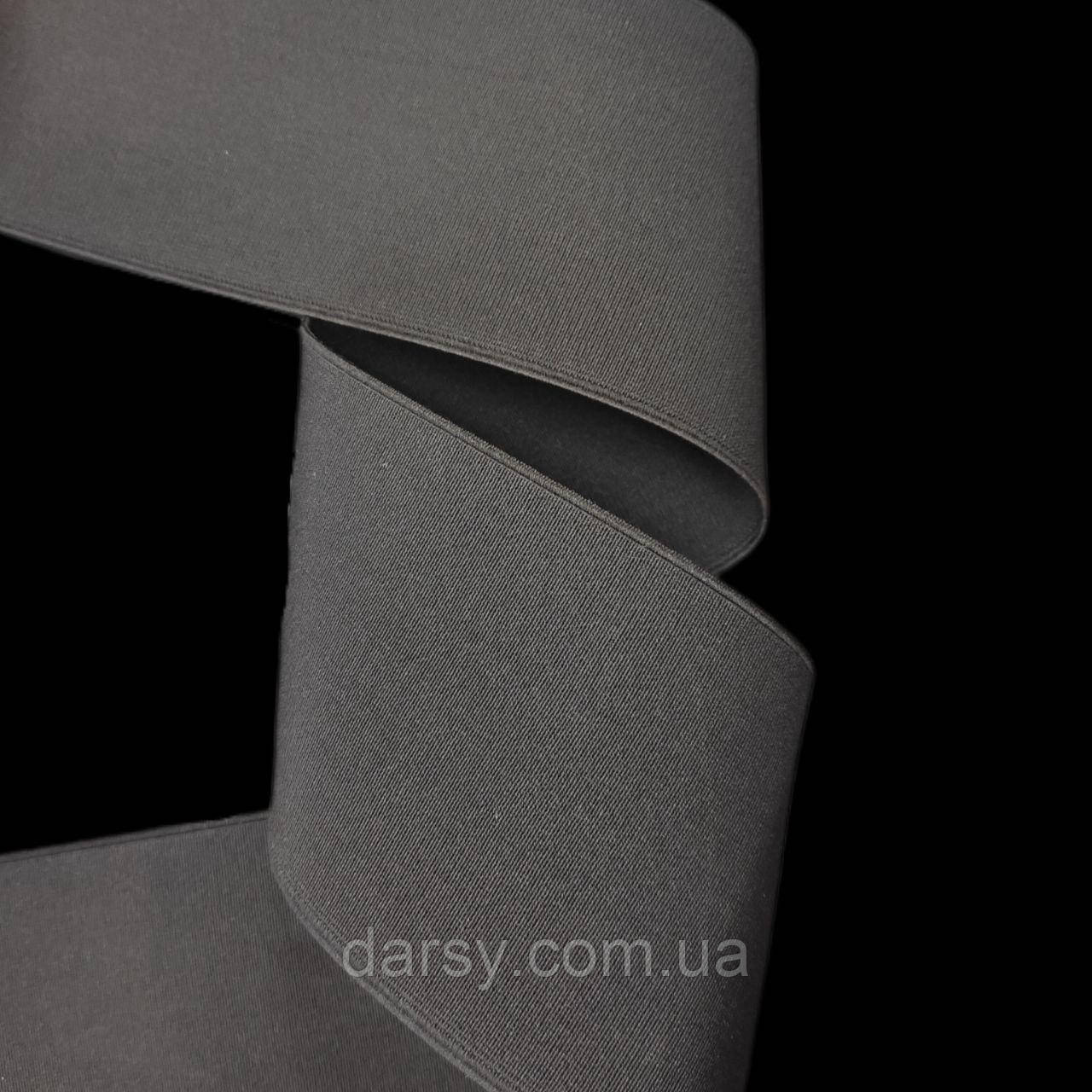 Резинка-стрічка 100 мм поліефірна тасьма еластична посилена взуттєва колір чорний, фото 1