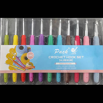 Набір гачків для в'язання з силіконовою ручкою від 2,0 до 8,0 мм, 11 шт.