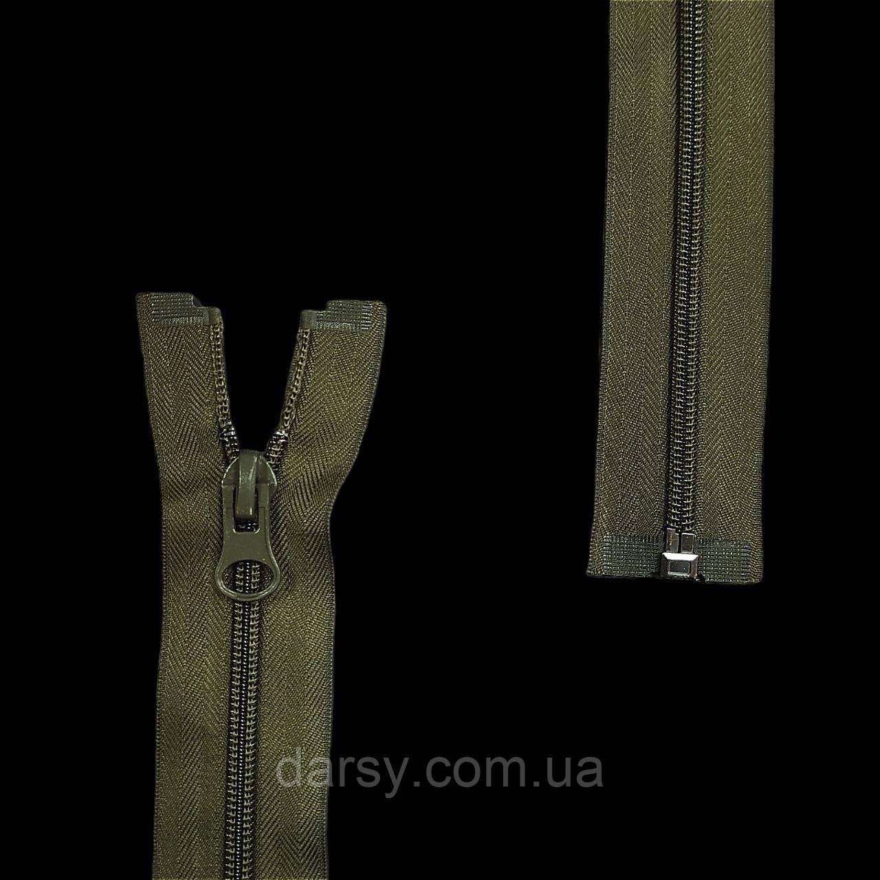 Спіральна блискавка роз'ємна Т7 55 см нейлон колір Хакі, фото 1