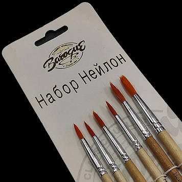 Набір синтетичних пензликів круглих 6 шт.