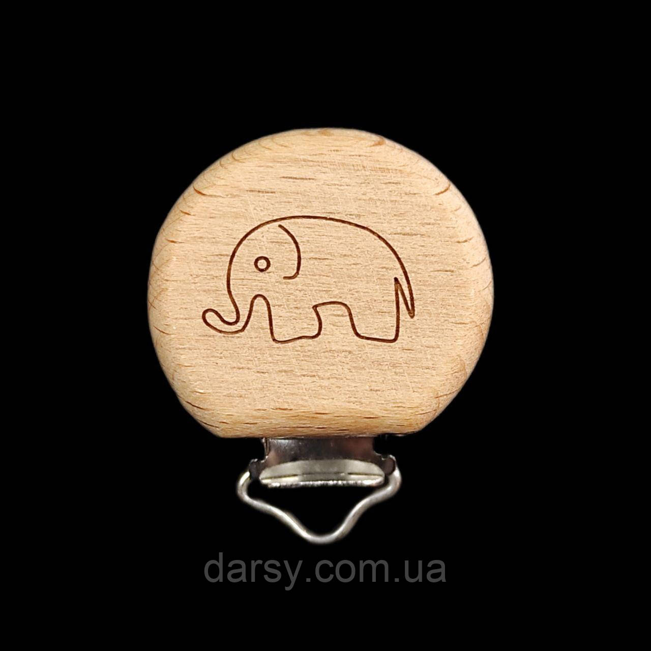 Дерев'яна кліпса-затискач "Слоник", 30 мм х 45 мм, фото 1