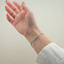 Срібний браслет жіночий арабка з чорно-білими камінчиками. Регульований браслетик, фото 8