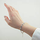 Срібний браслет жіночий арабка з чорно-білими камінчиками. Регульований браслетик, фото 2