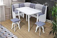 Комплект кухонный уголок стол и табуреты Канзас Микс мебель, цвет белый
