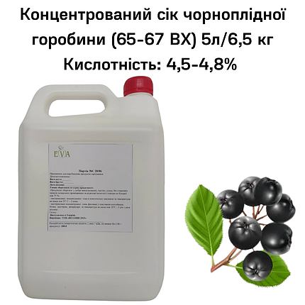 Концентрований сік чорноплідної горобини (65-67 ВХ) каністра 5л/6,5 кг, фото 2