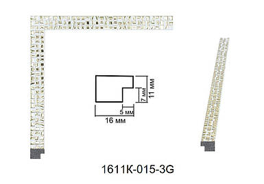 Фоторамка 30х45 см., біла із золотими квадратами, багет 1611K-015-3G