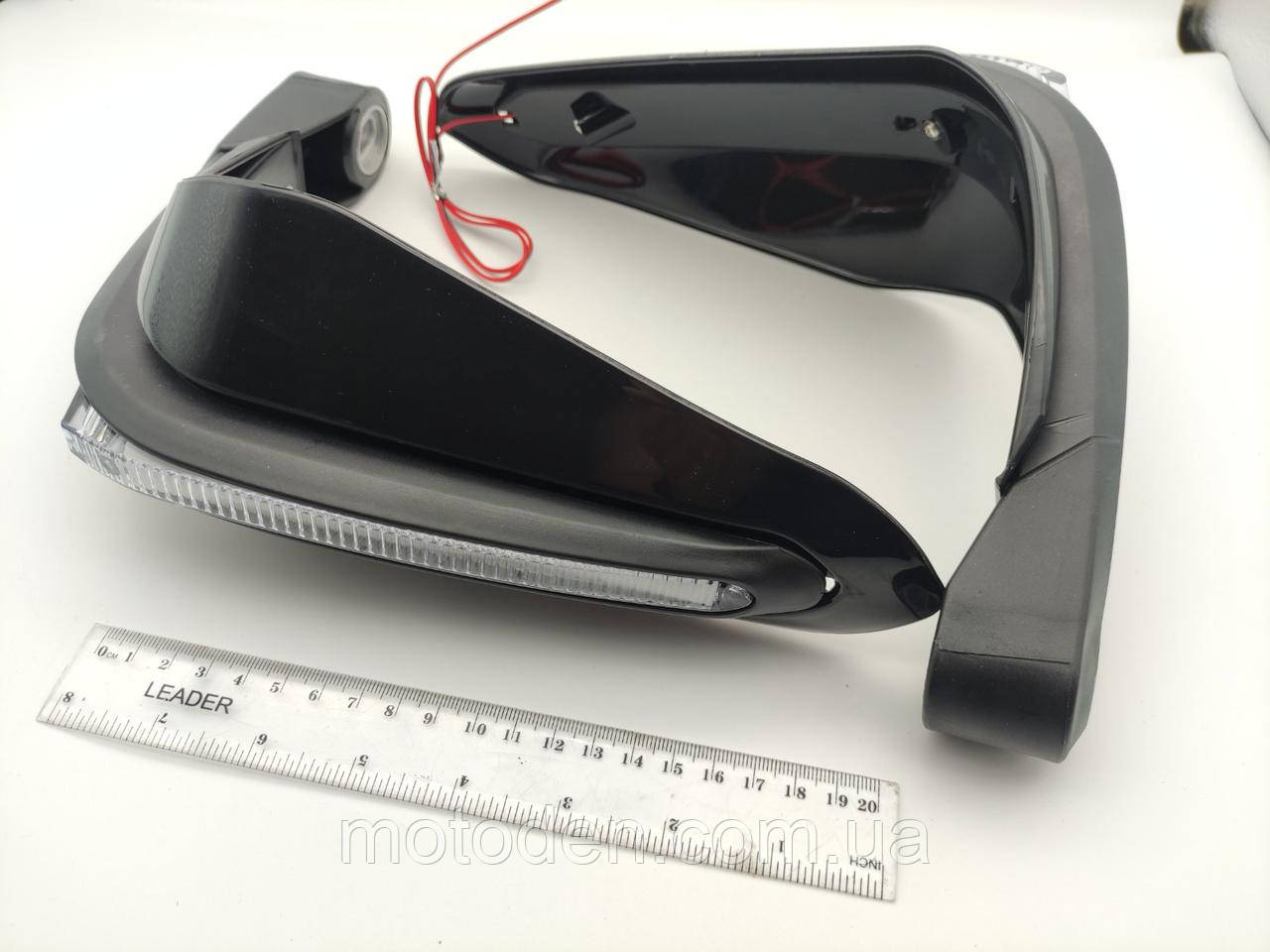 Мото захист рук CQR c led-підсвічуванням в торець керма 22мм (чорна), фото 1