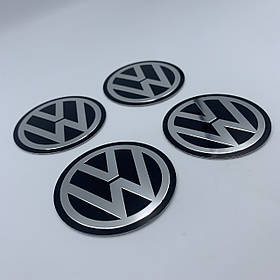 Наклейки на ковпачки заглушки в диски VW Volkswagen (Фольксваген) 56,5 мм Чорні 4 шт