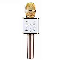 Портативний бездротовий караоке Мікрофон Q-7 Wireless GOLD, радіомікрофон із вбудованою колонкою золотий