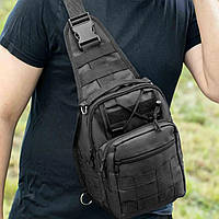 Черная мужская сумка тактическая нагрудная | Сумка тактическая наплечная | Рюкзак для выживания | IV-364