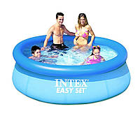 Надувной наливной семейный бассейн Intex Easy Set 244 х 76 см практичный на 2419 литров Blue