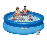 Надувной семейный бассейн Intex с насосом в комплекте Easy Set Pool наливной 305х76 см круглый на 3853 литров