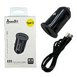 Автомобільний зарядний пристрій Avantis A915 QC 3.0 (18W/3A)+ Type-C cable- чорний, фото 3