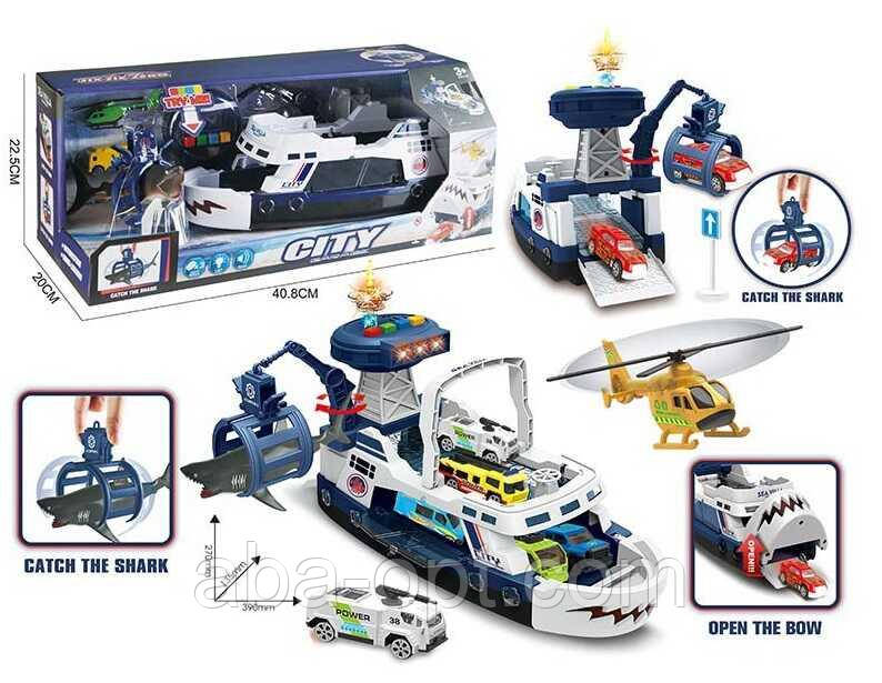 Корабель 660 S-04 (12/2) катер, акула, транспорт, світло, звук, у коробці, фото 1