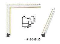 Фоторамка 30х45 см., белая с золотым обрамлением, багет 1715-015-3G