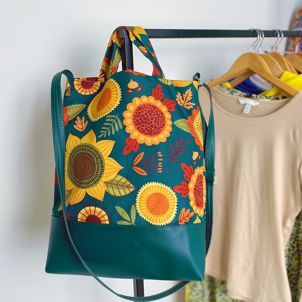 Сумка міська City Соняшники на зеленому фоні 34x40 см (SCB_22S013_TZE), фото 1