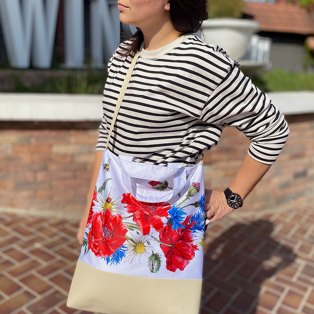 Сумка міська City Польові квіти на білому фоні 34x40 см (SCB_22U015_SBR), фото 1