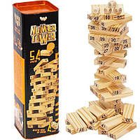 Настольная игра Дженга NUMBER TOWER для компании деревянная башня на 54 бруска развивает ловкость, смекалку,