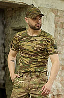 Камуфляжная футболка мультикам с липучкой армейская военная ,Летняя тактическая футболка мультикам с карманом