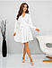 Нарядне трендове плаття коротке з довгим рукавом, айворі, фото 5