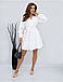 Нарядне трендове плаття коротке з довгим рукавом, айворі, фото 4