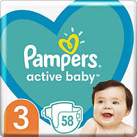 Подгузники Pampers Active Baby Размер 3 Extra Sleep 58 штук 6-10 кг