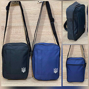 Чоловіча сумка 25*18 см спортивна через плече на блискавці з кишенею та довгим ремінцем Panda