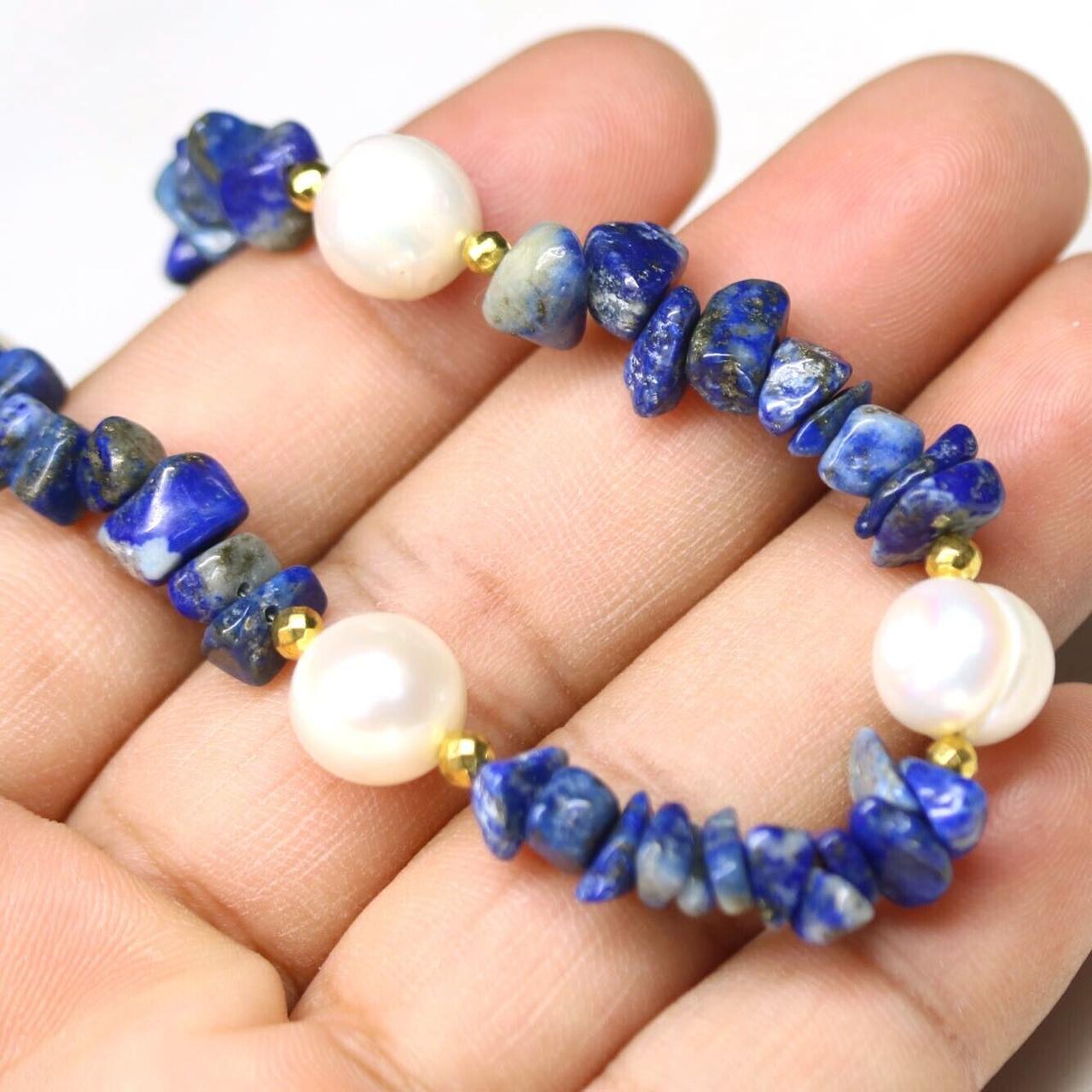201 карат. Лазурит природний і перли намиста